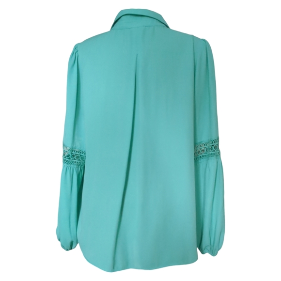 LAURA Luxury Green Long Sleeves Embellished Blouse Size 10 - Picture 3 of 14
